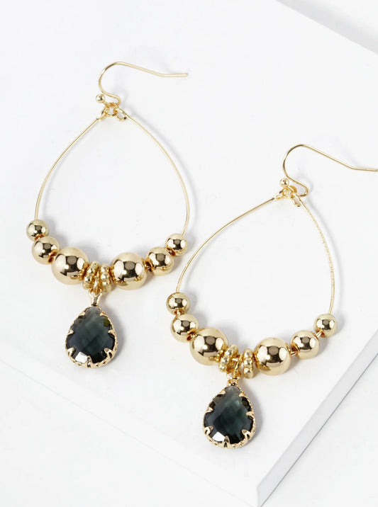 Teardrop Crystal Glass Beaded Wire Drop Dangle Earrings