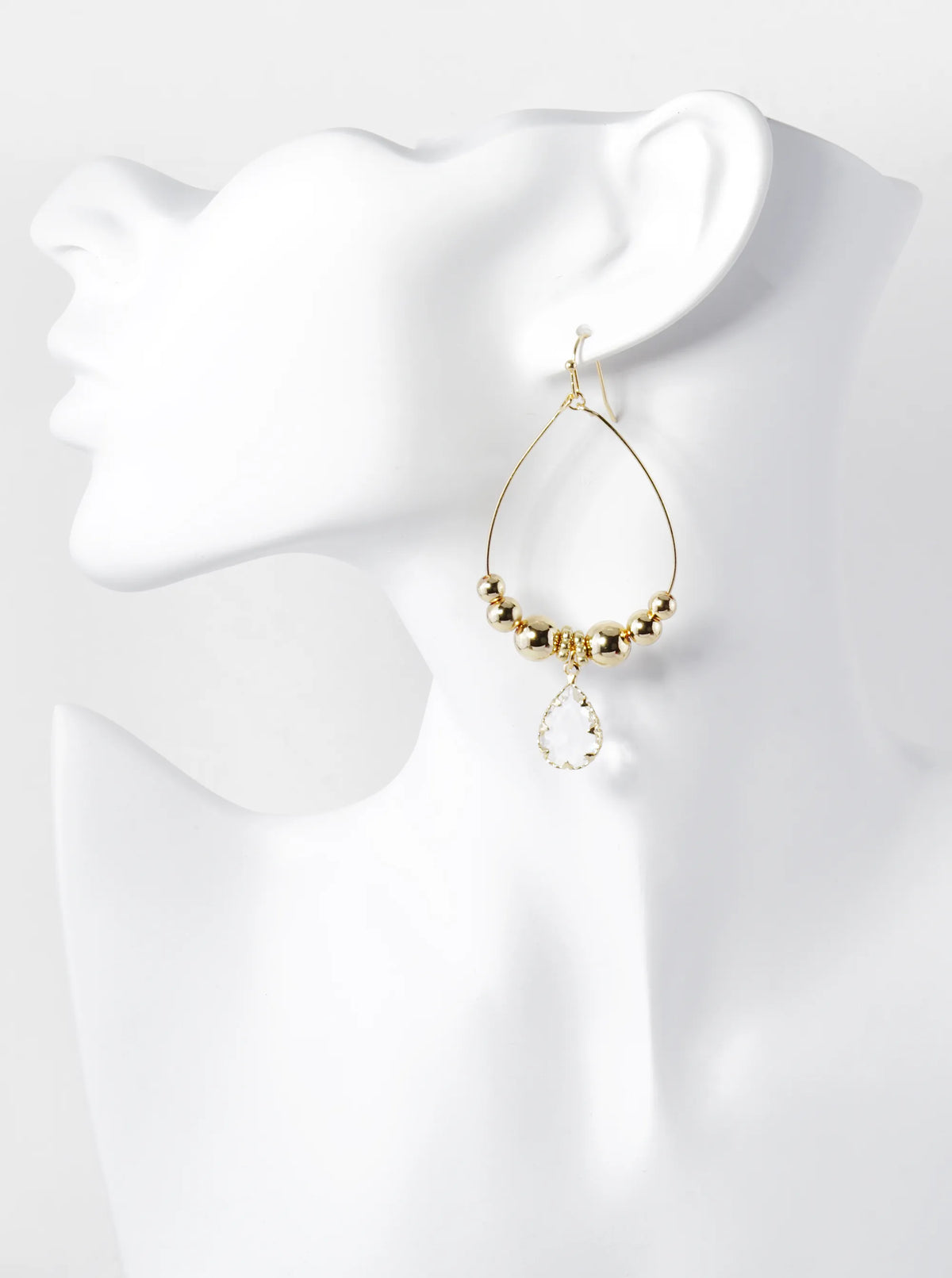 Teardrop Crystal Glass Beaded Wire Drop Dangle Earrings