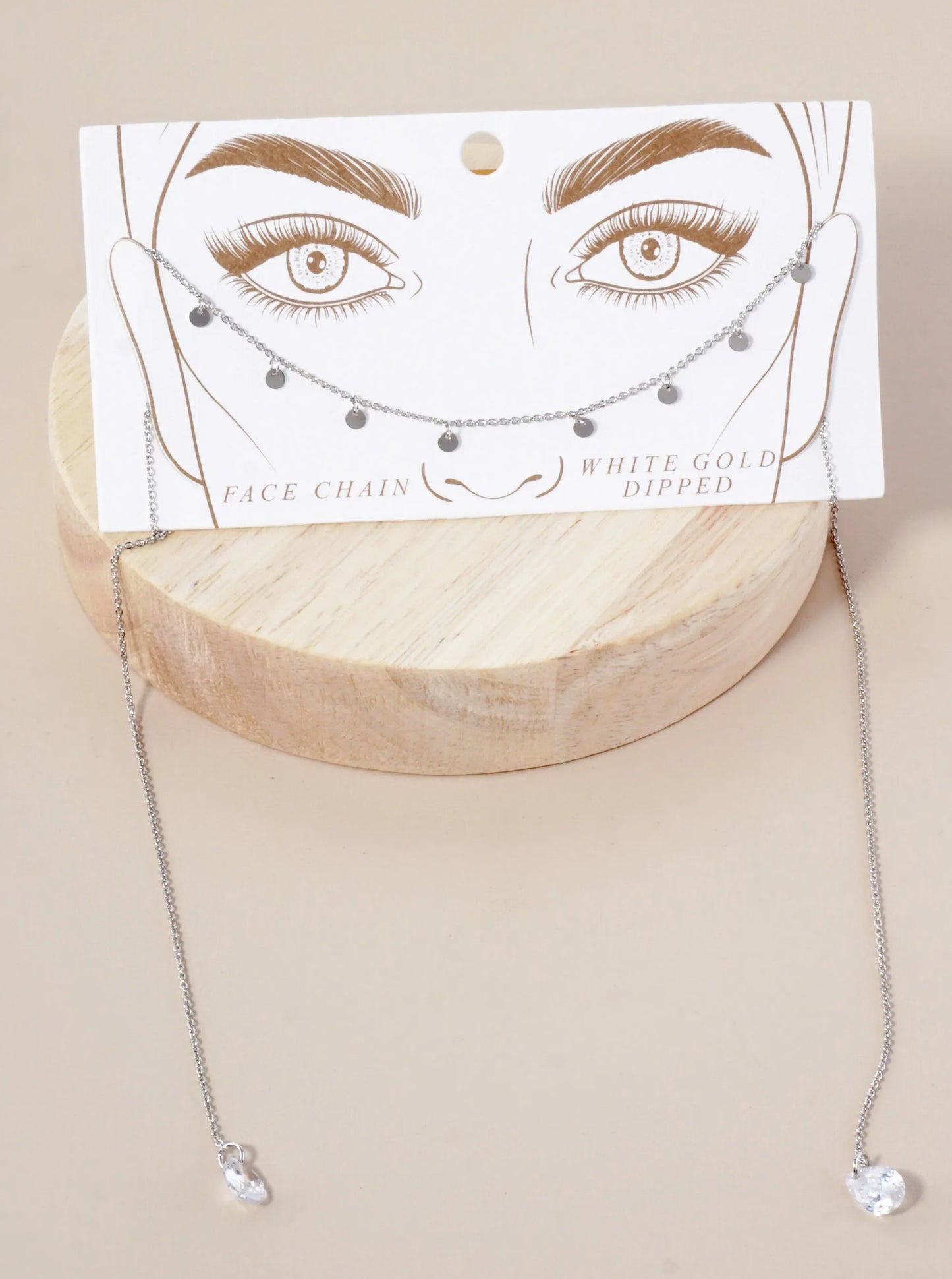 Teardrop Cubic-Zirconia Drop Disc Charms 18K-Gold-Dipped Face-Chain