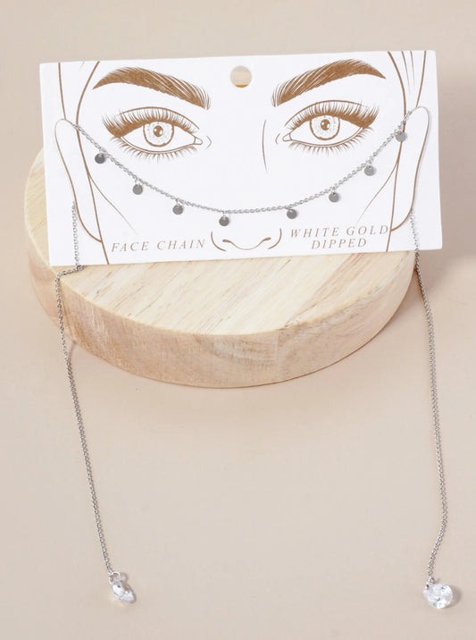Teardrop Cubic-Zirconia Drop Disc Charms 18K-Gold-Dipped Face-Chain