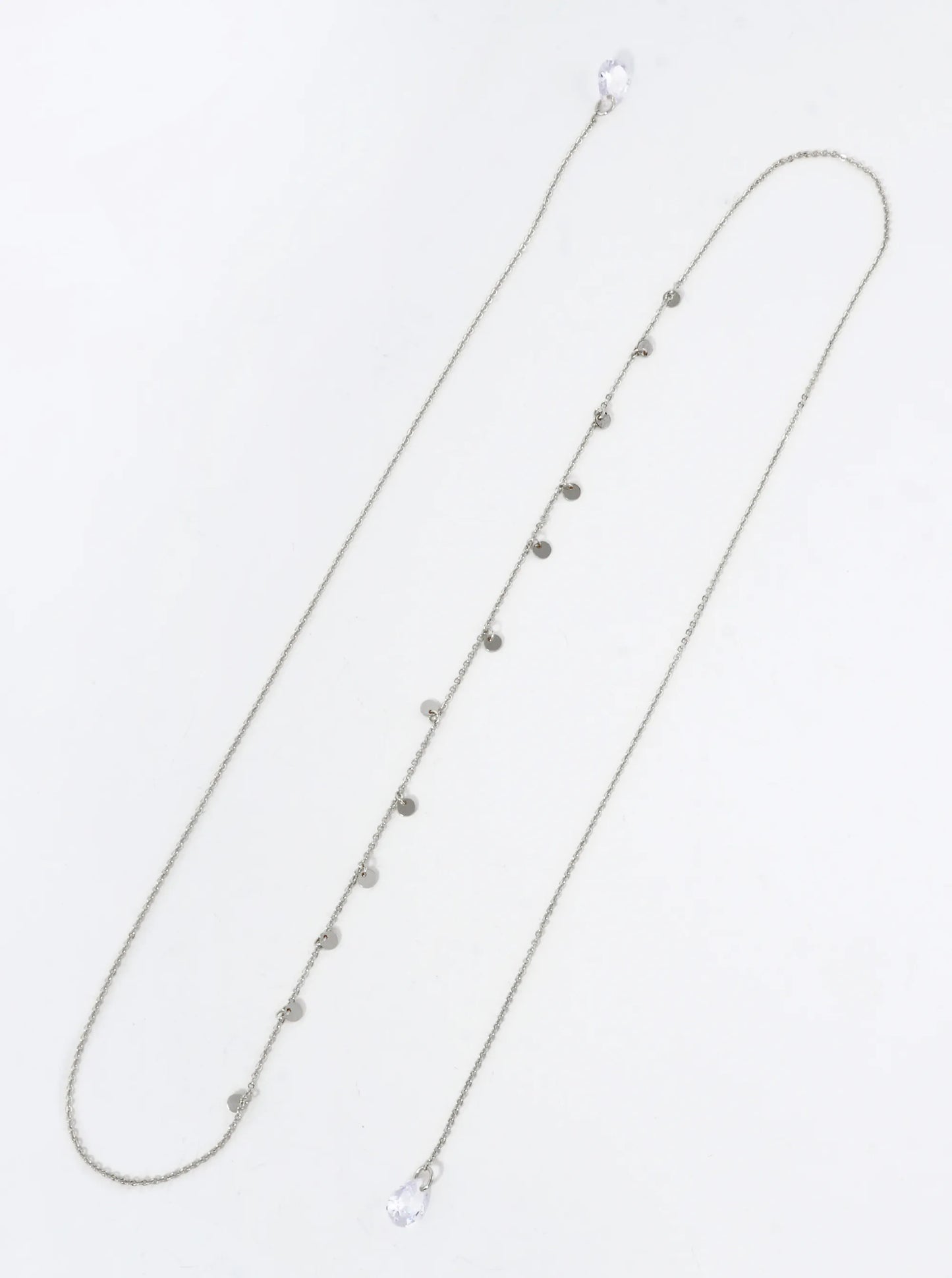 Teardrop Cubic-Zirconia Drop Disc Charms 18K-Gold-Dipped Face-Chain
