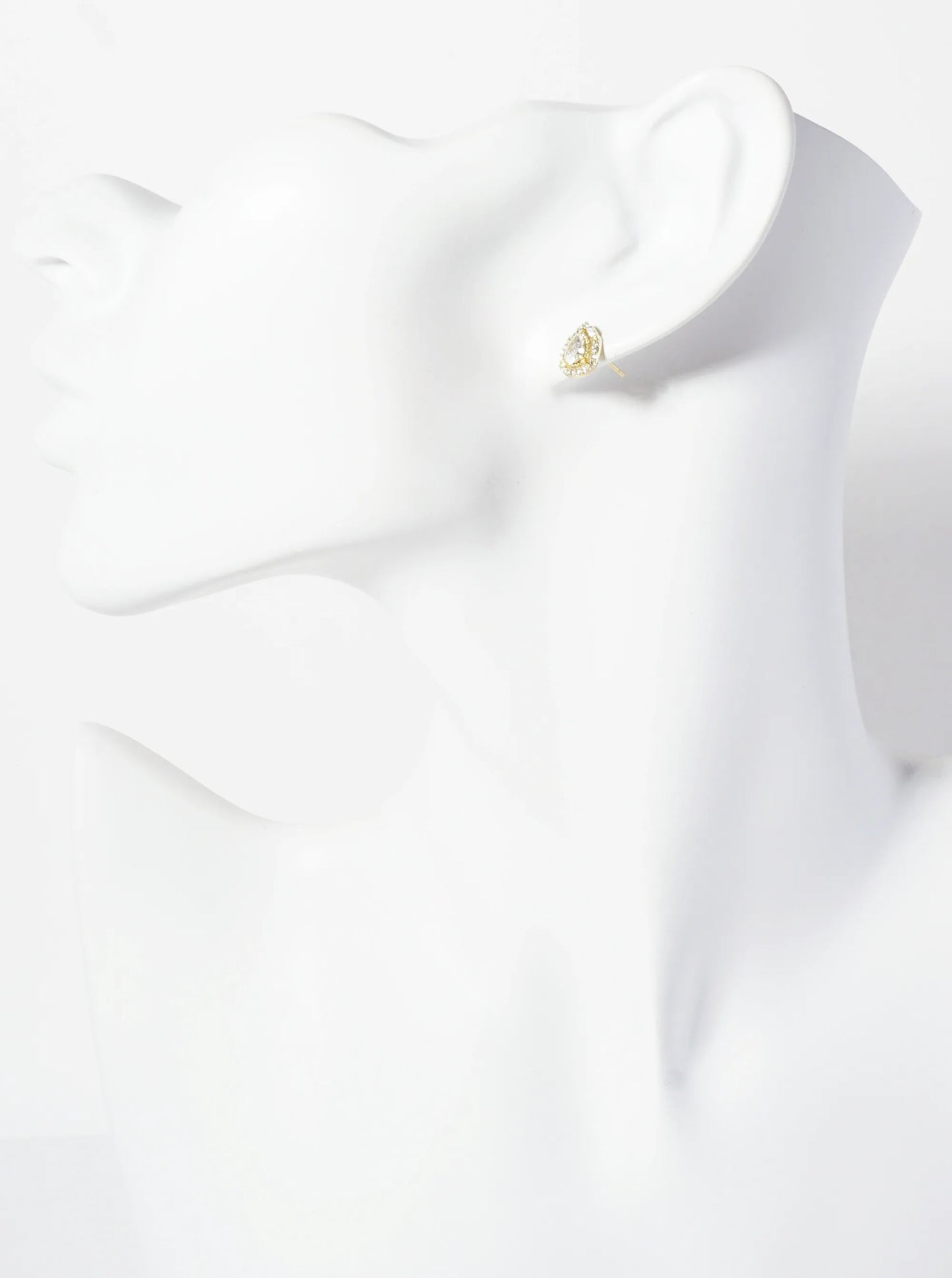 Teardrop Cubic-Zirconia Stone Embellishment 9mm 18K-Gold-Dipped Stud Earrings