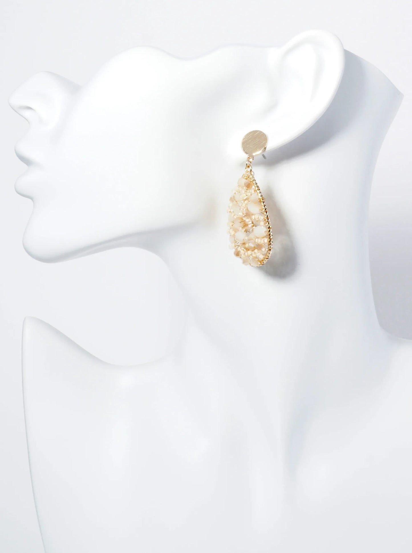 Teardrop Dangle Earrings With Intricate Wire-Wrapped Glass Beads