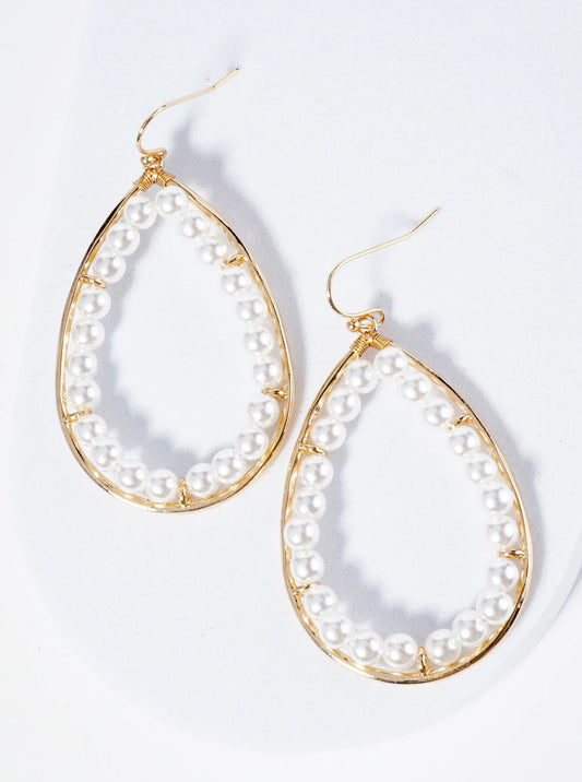 Teardrop Earrings With Pearl Beads Wrapped Inside