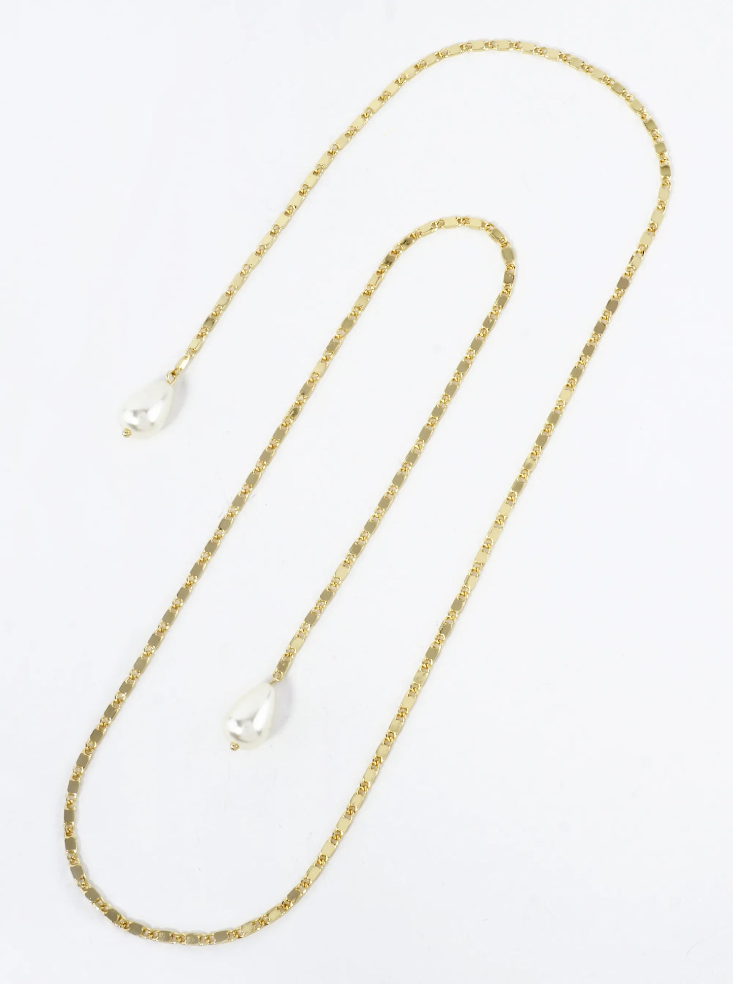 Teardrop Glass Pearl Drop 18K-Gold-Dipped Face-Chain