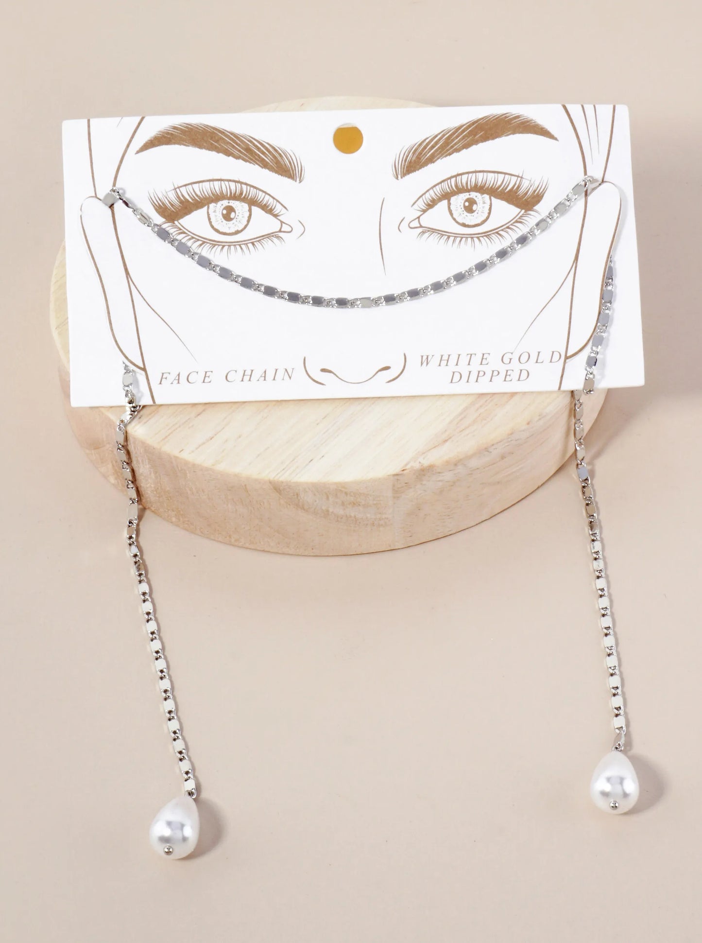 Teardrop Glass Pearl Drop 18K-Gold-Dipped Face-Chain