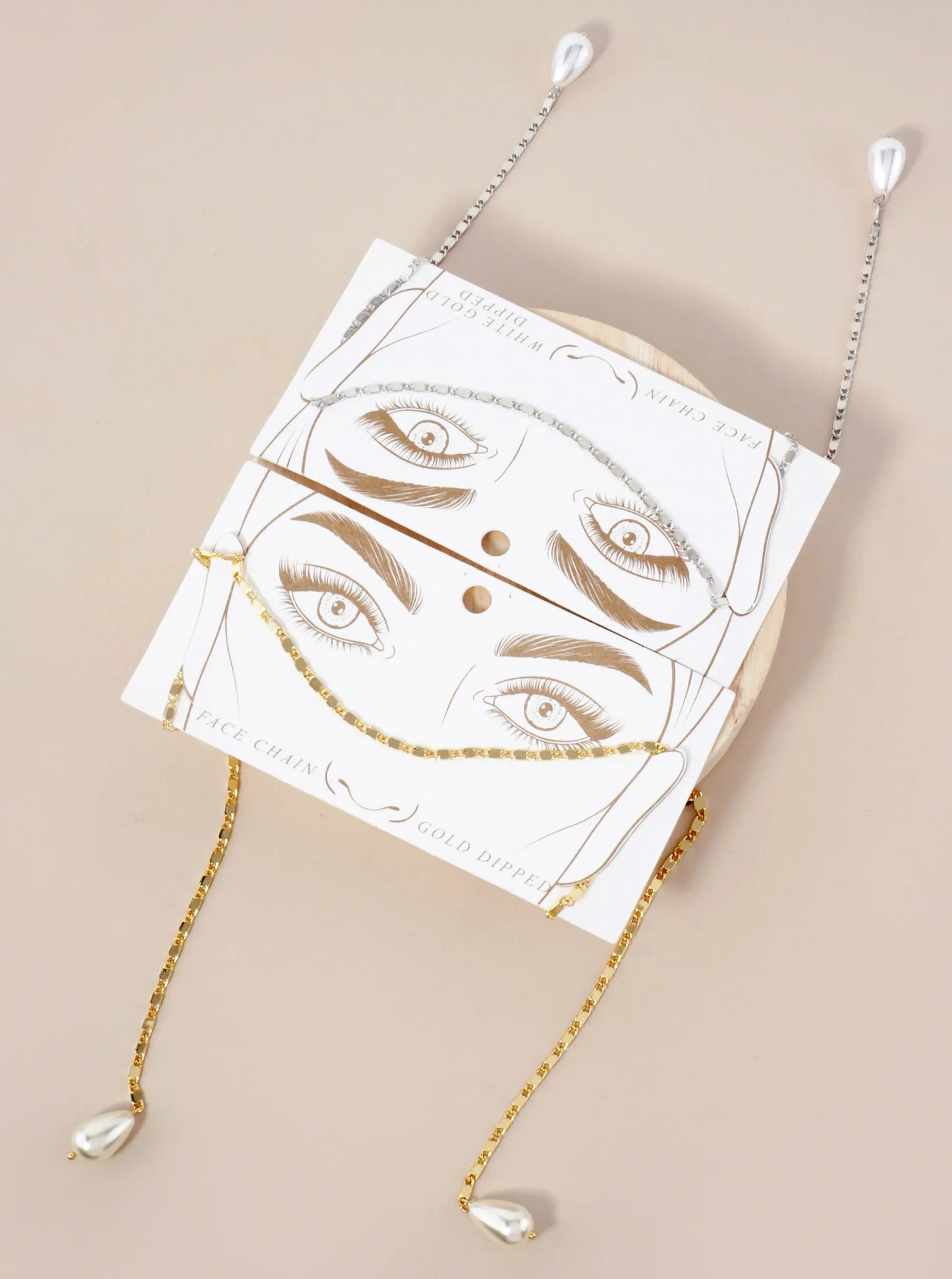 Teardrop Glass Pearl Drop 18K-Gold-Dipped Face-Chain