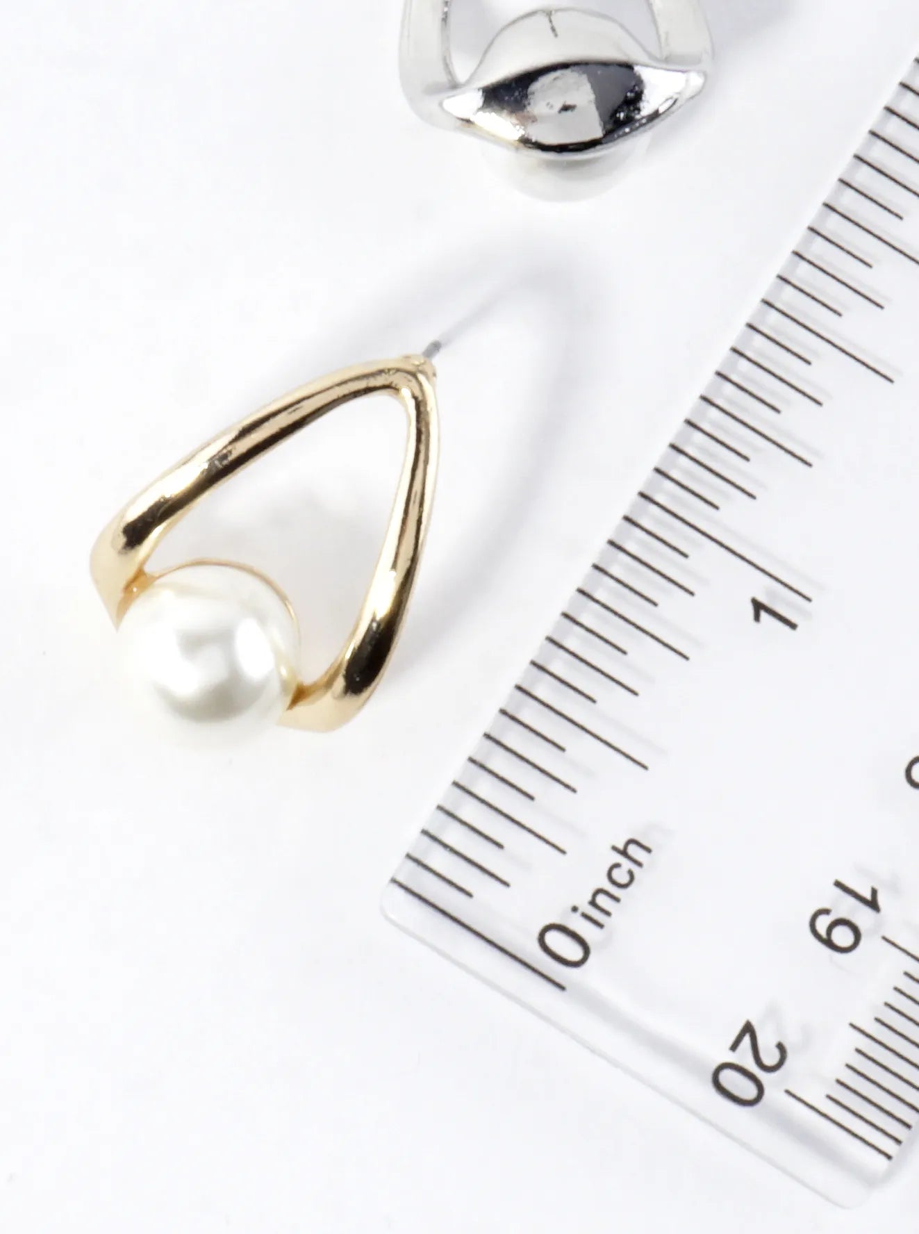 Teardrop Open Frame Stud Earrings Pearl Accent