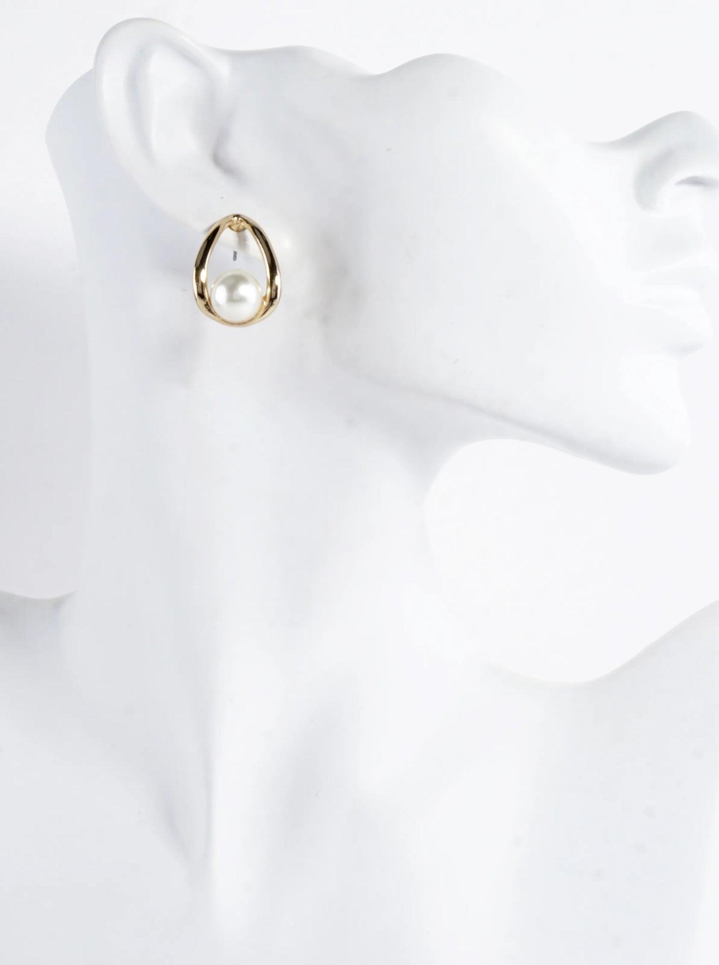 Teardrop Open Frame Stud Earrings Pearl Accent