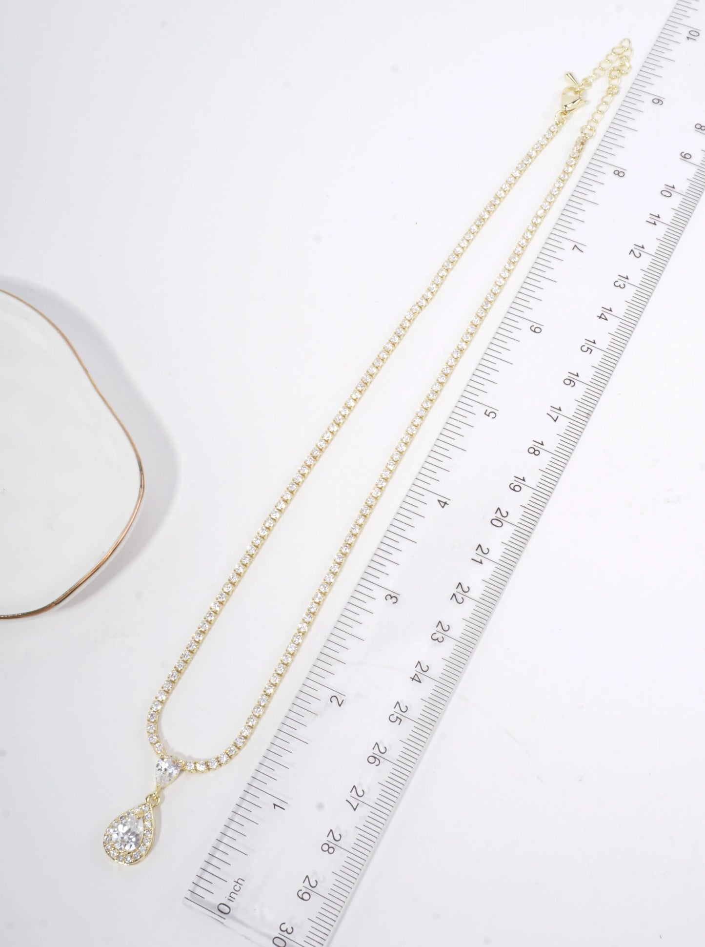 Teardrop Pave Cubic Zirconia Tennis Necklace