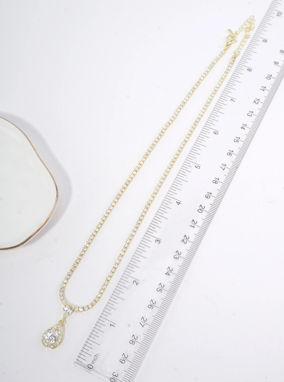 Teardrop Pave Cubic Zirconia Tennis Necklace