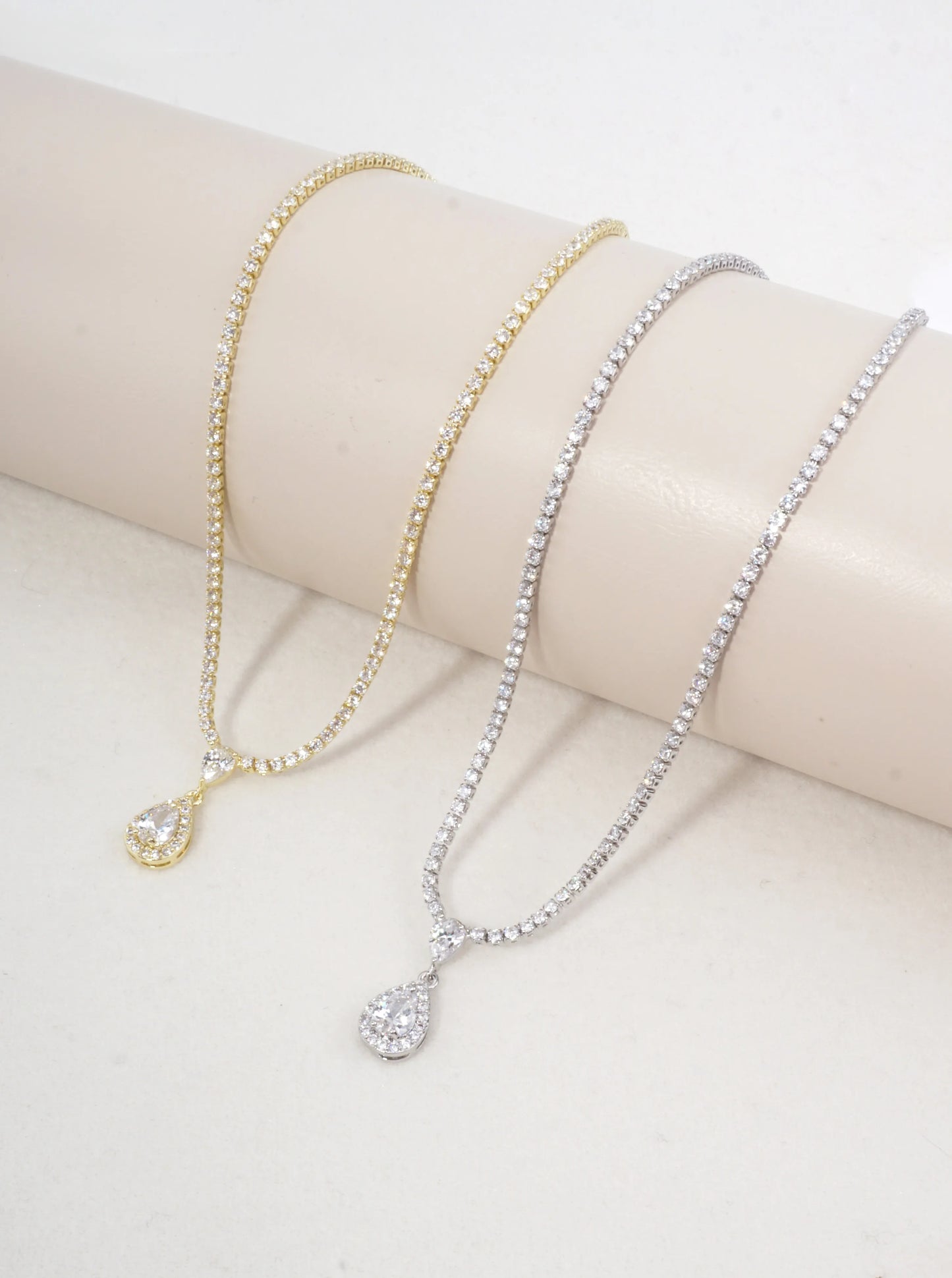 Teardrop Pave Cubic Zirconia Tennis Necklace