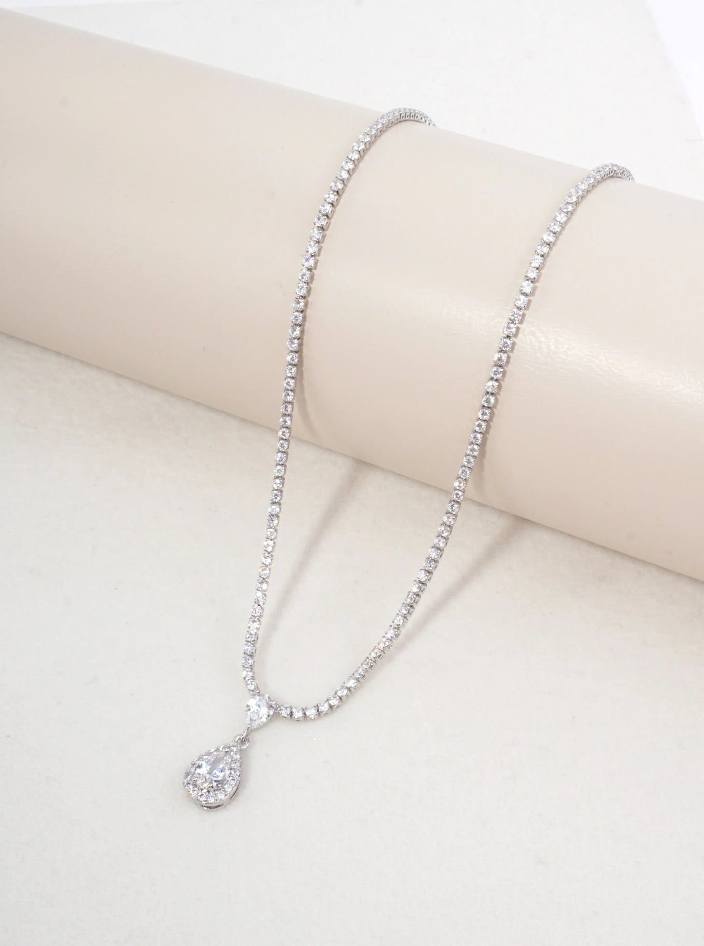 Teardrop Pave Cubic Zirconia Tennis Necklace