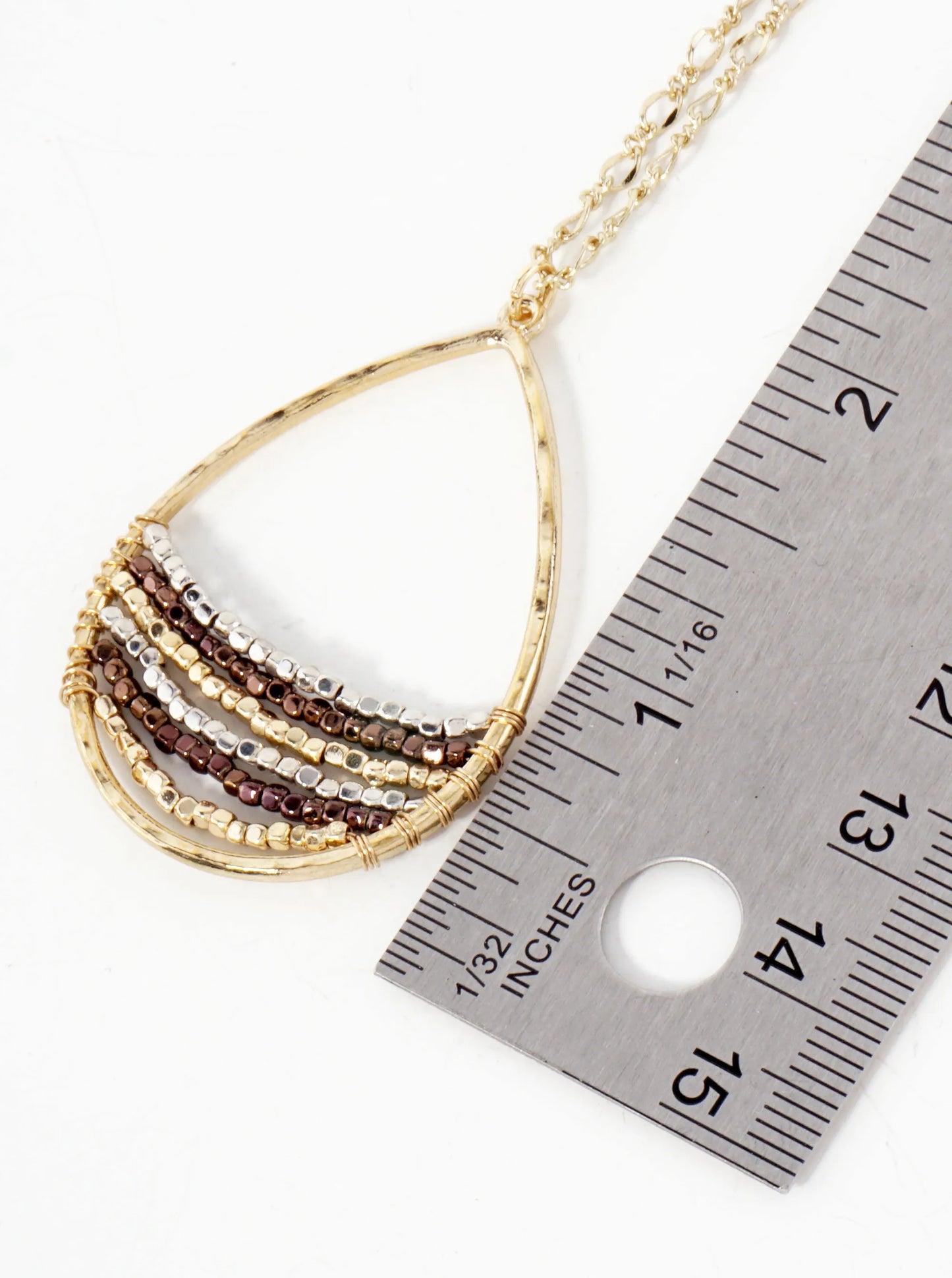 Teardrop Pendant Necklace With Metal Beads