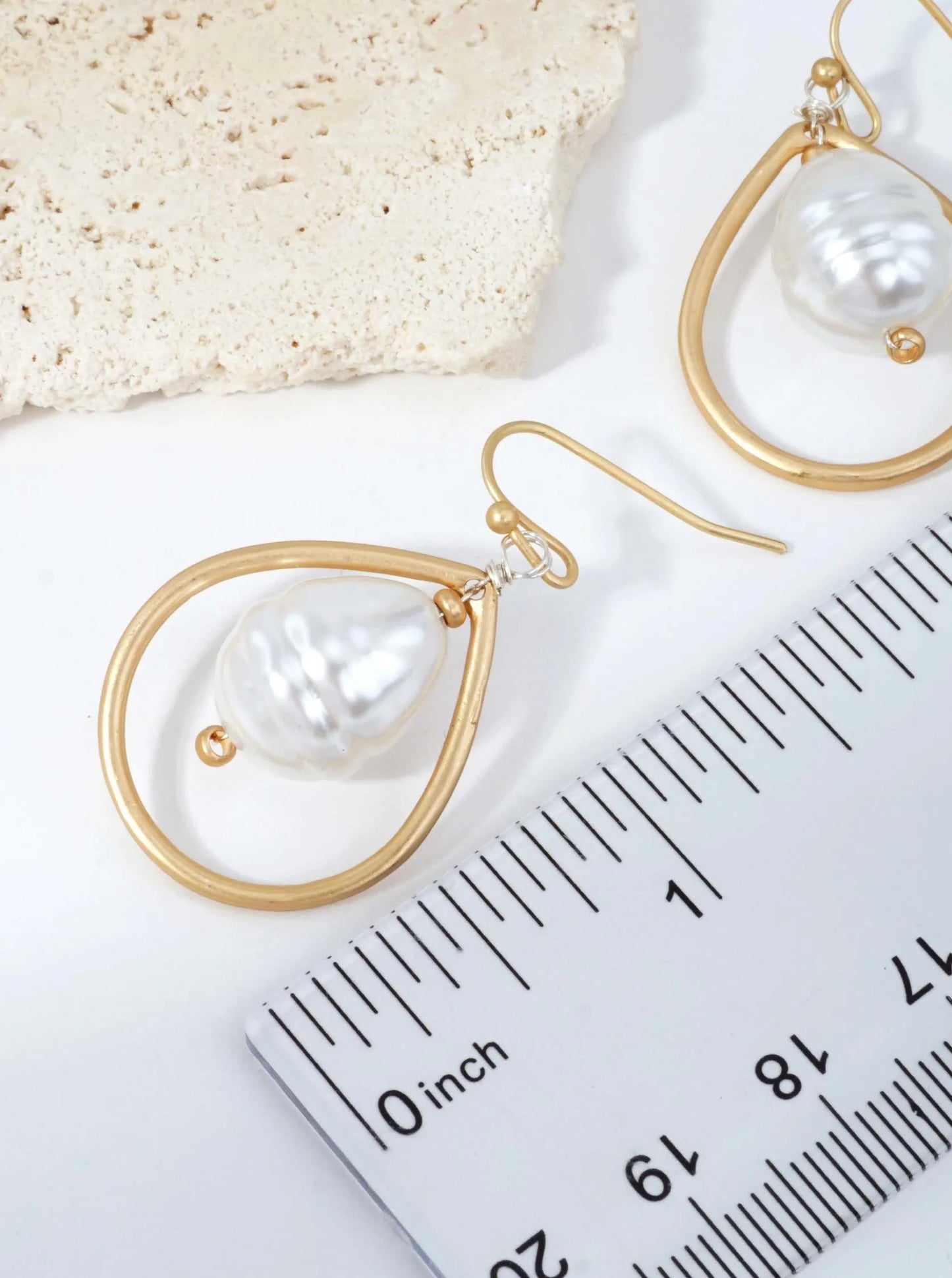 Teardrop Resin Pearl Matte Dangle Earrings