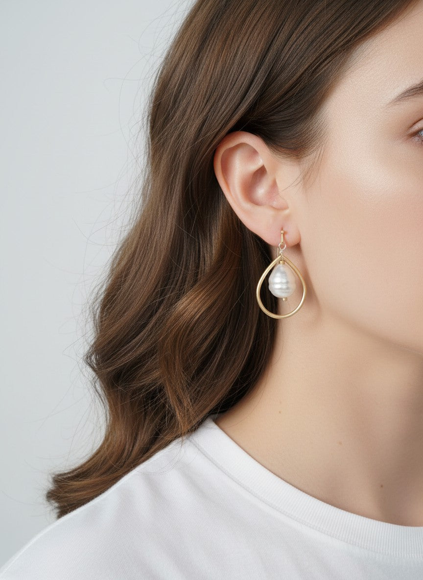 Teardrop Resin Pearl Matte Dangle Earrings