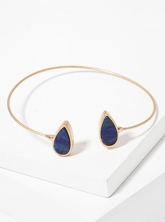 Teardrop Semi-precious Natural Stone Accent Cuff Bracelet