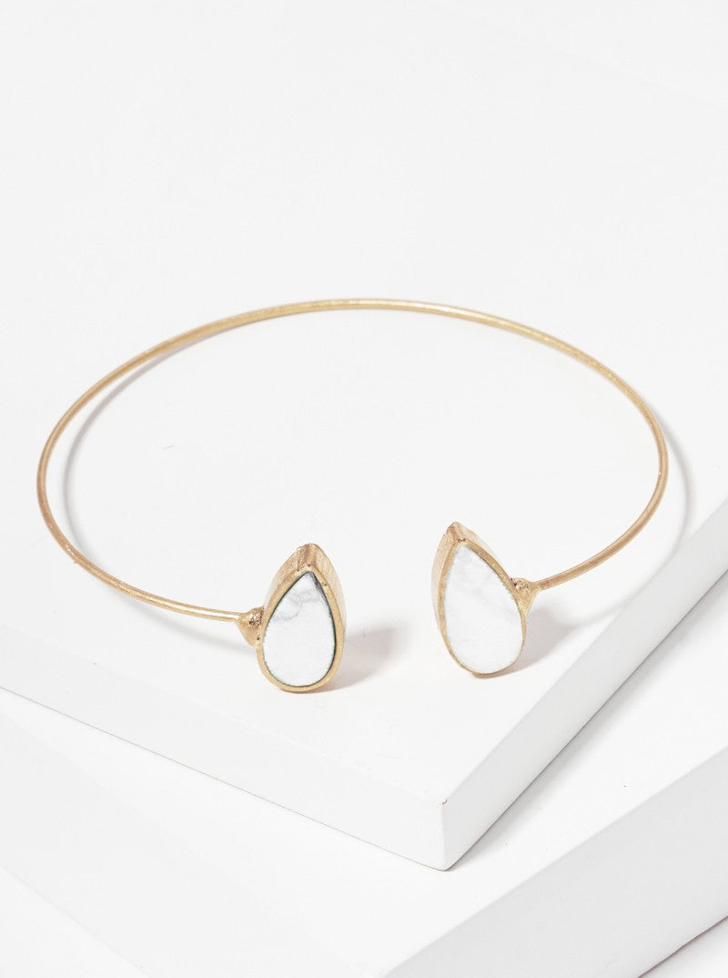 Teardrop Semi-precious Natural Stone Accent Cuff Bracelet