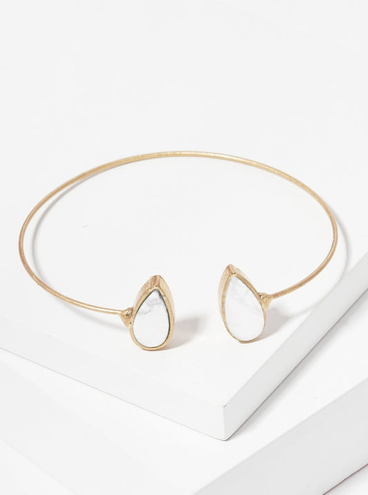 Teardrop Semi-precious Natural Stone Accent Cuff Bracelet