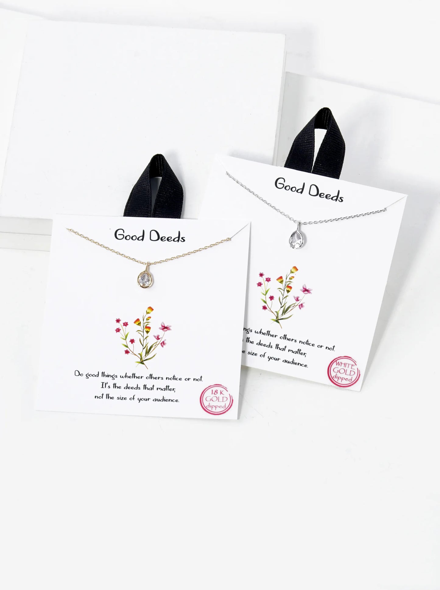 Teardrop-Shape Cubic-Zirconia Stone Pendant 18K-Gold-Dipped Necklace