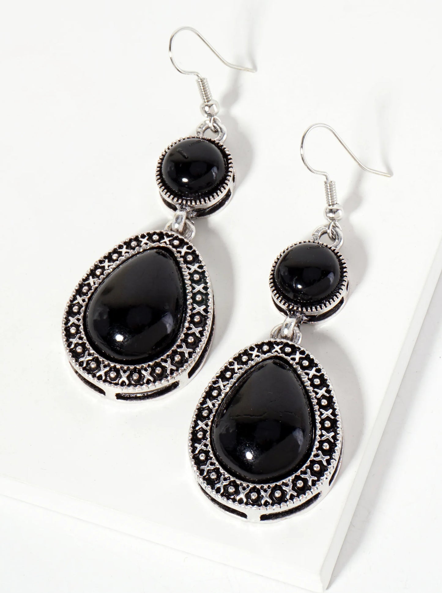 Teardrop-Shape Semi-Precious Natural-Stone Dangle Drop Bohemian Western Earrings