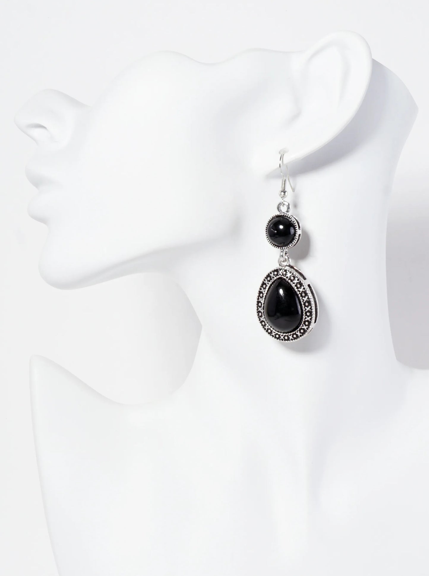 Teardrop-Shape Semi-Precious Natural-Stone Dangle Drop Bohemian Western Earrings