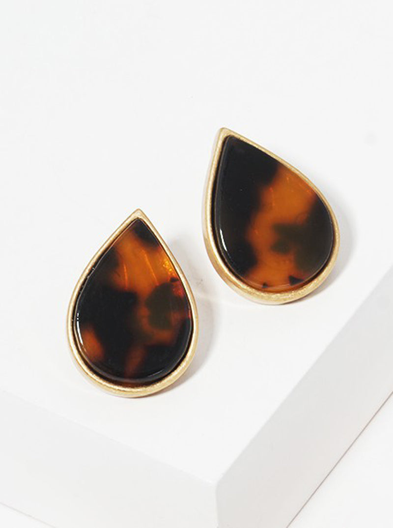 Teardrop Shaped Acetate Button Stud Earrings