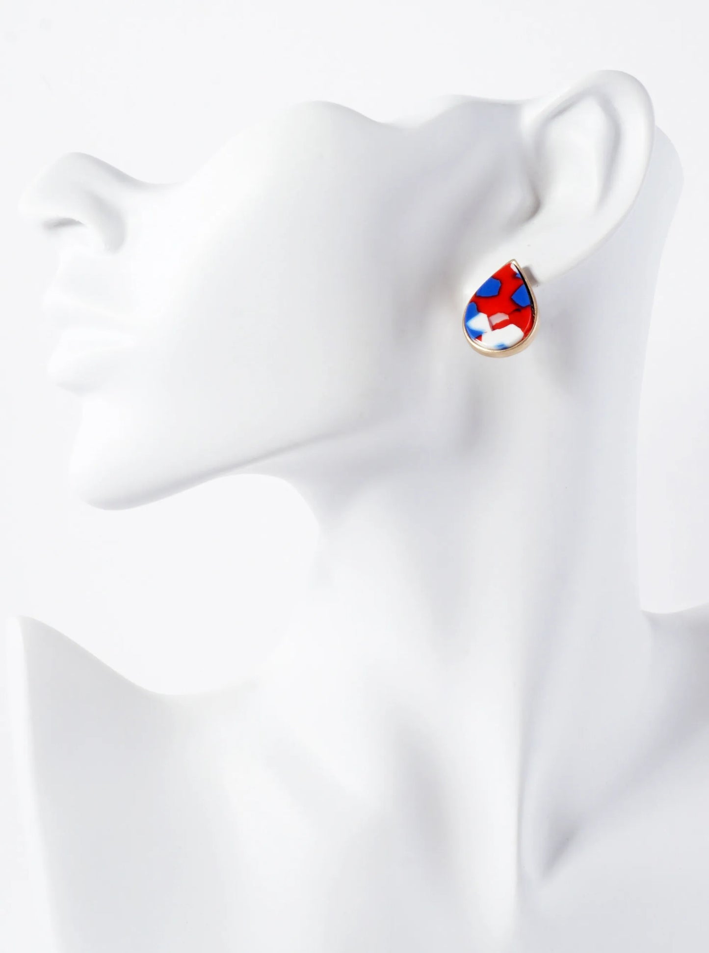 Teardrop Shaped Acetate Button Stud Earrings