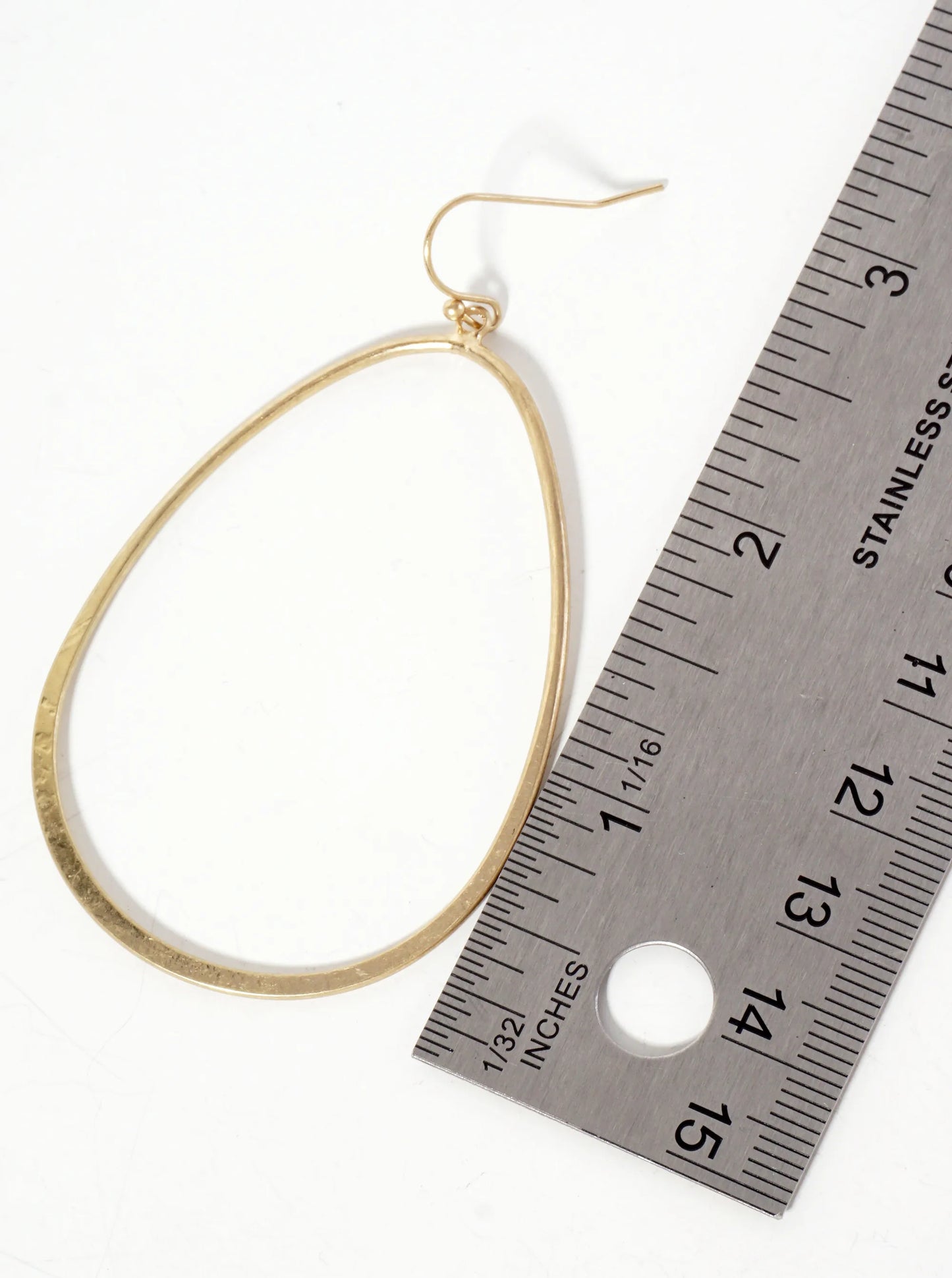 Teardrop-Shaped Brass Dangle Earrings With-Flat-Center