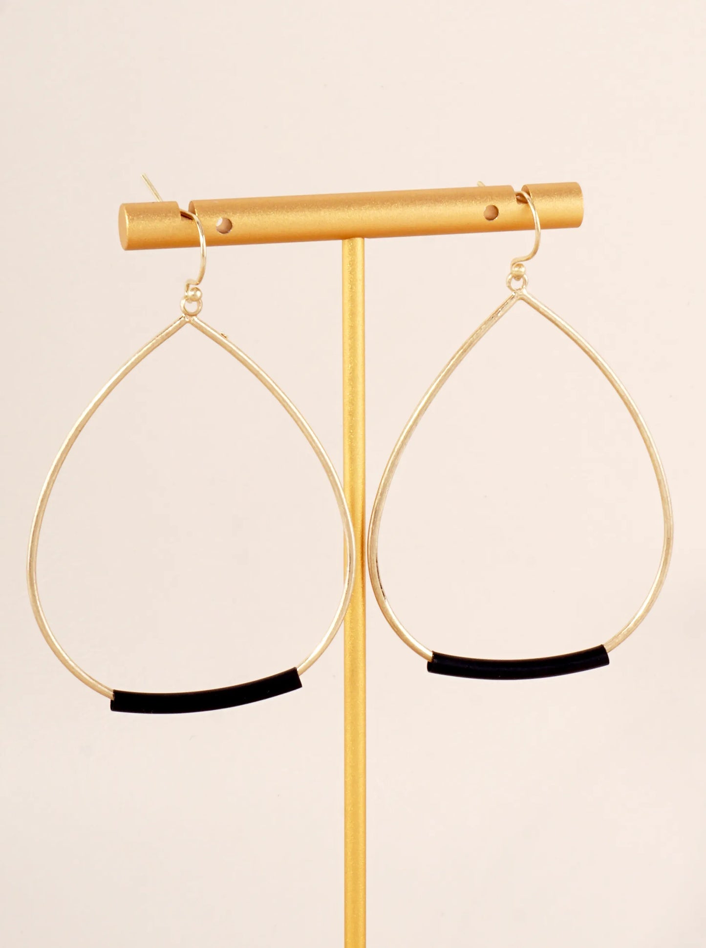 Teardrop Shaped Brass Wire With Tube Dangle Earrings
