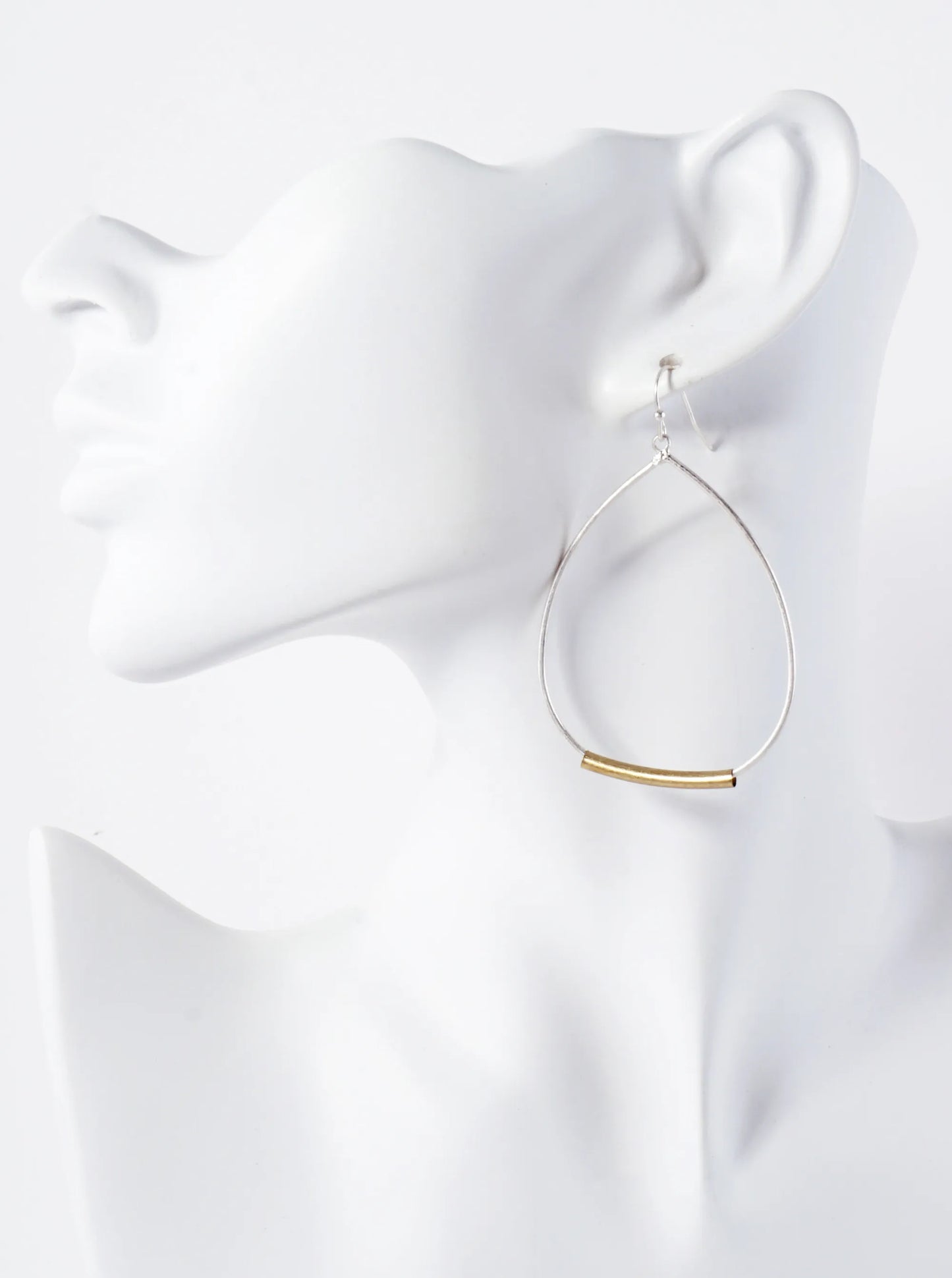 Teardrop Shaped Brass Wire With Tube Dangle Earrings