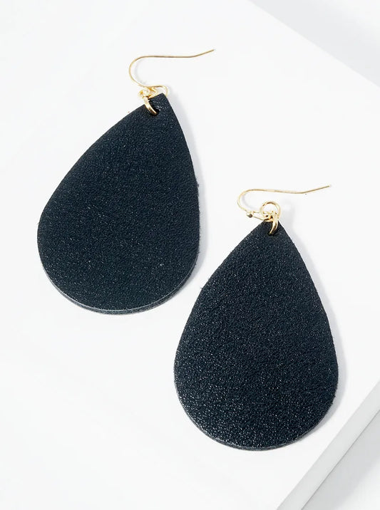 Teardrop Shaped Leatherette Dangle Drop Earrings