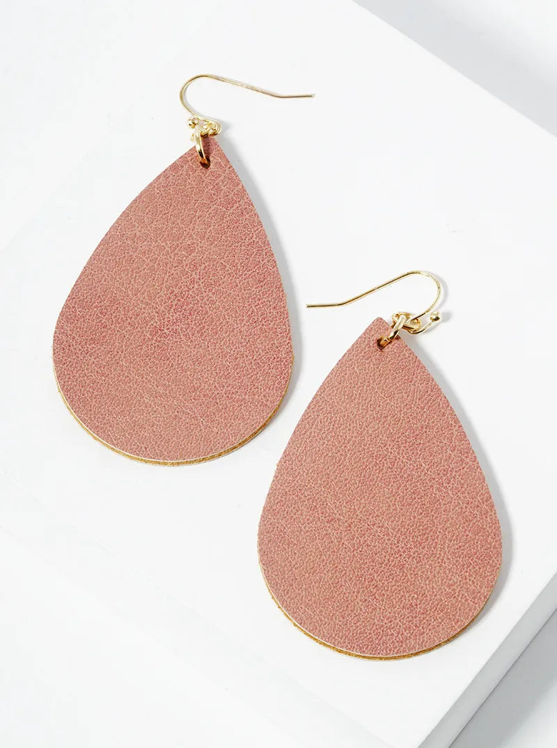 Teardrop Shaped Leatherette Dangle Drop Earrings