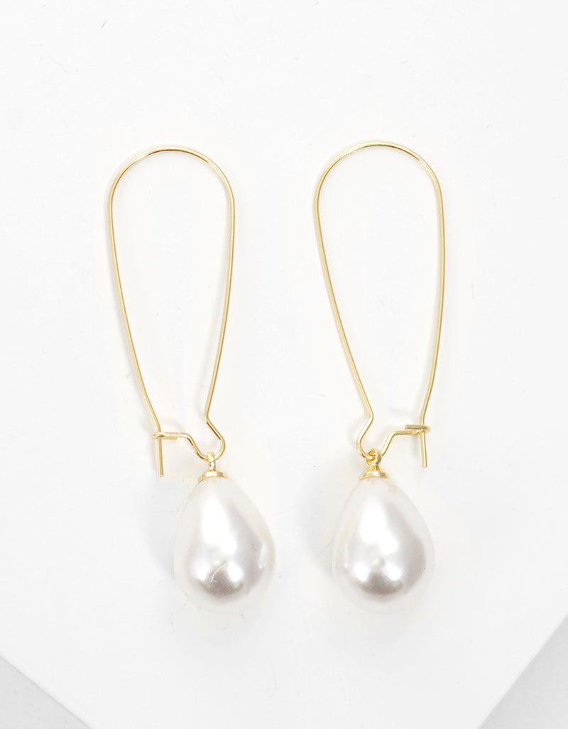 Teardrop Acrylic Pearl Drop Kidney Wire Earrings