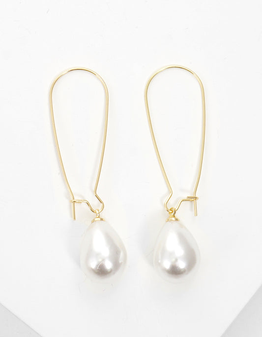 Teardrop Acrylic Pearl Drop Kidney Wire Earrings