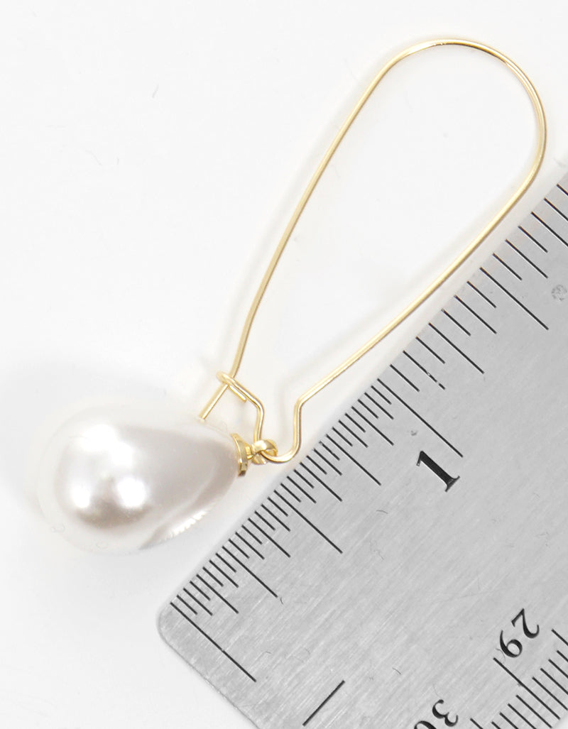 Teardrop Acrylic Pearl Drop Kidney Wire Earrings