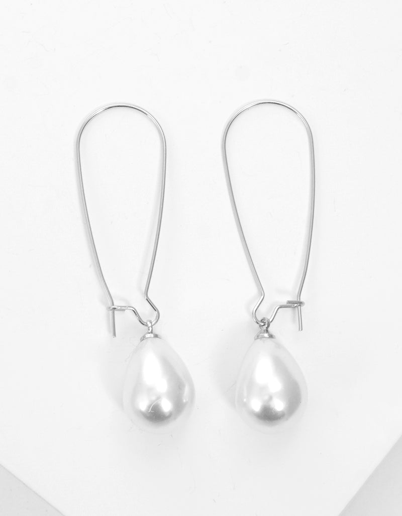 Teardrop Acrylic Pearl Drop Kidney Wire Earrings