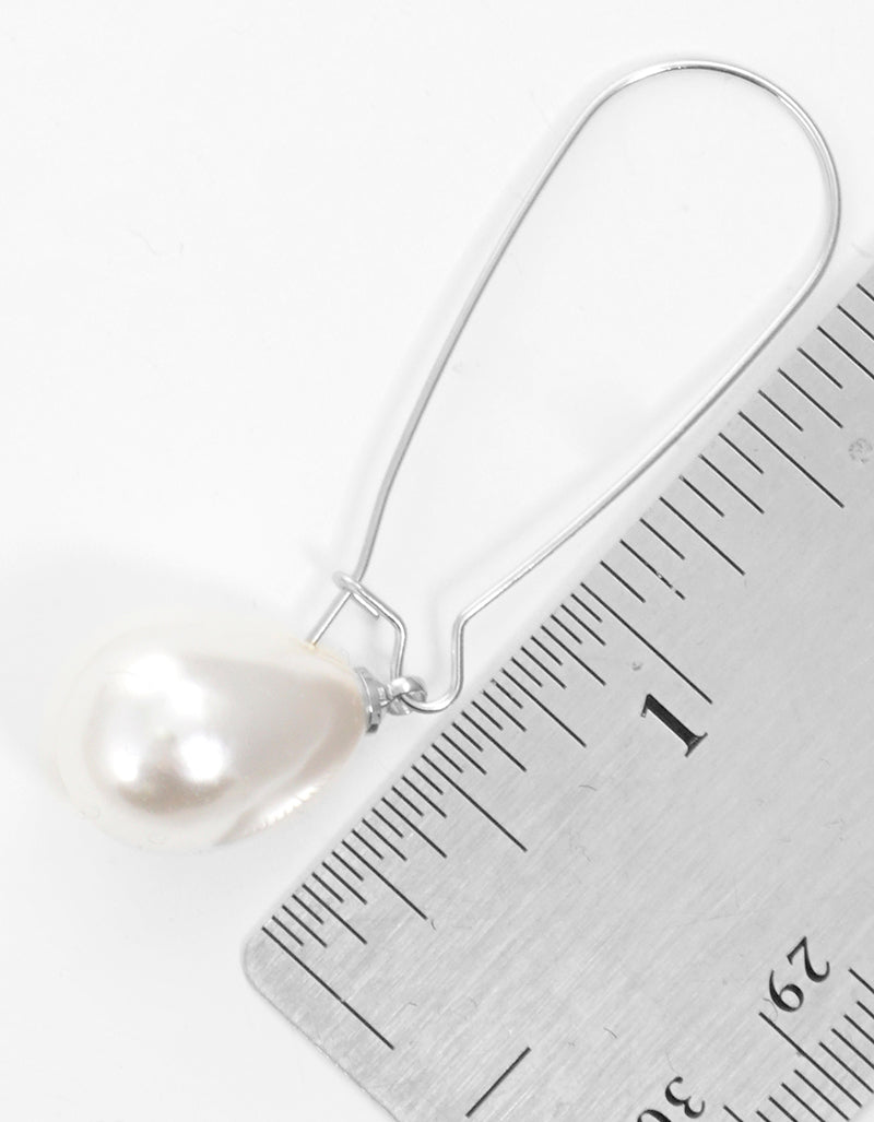 Teardrop Acrylic Pearl Drop Kidney Wire Earrings