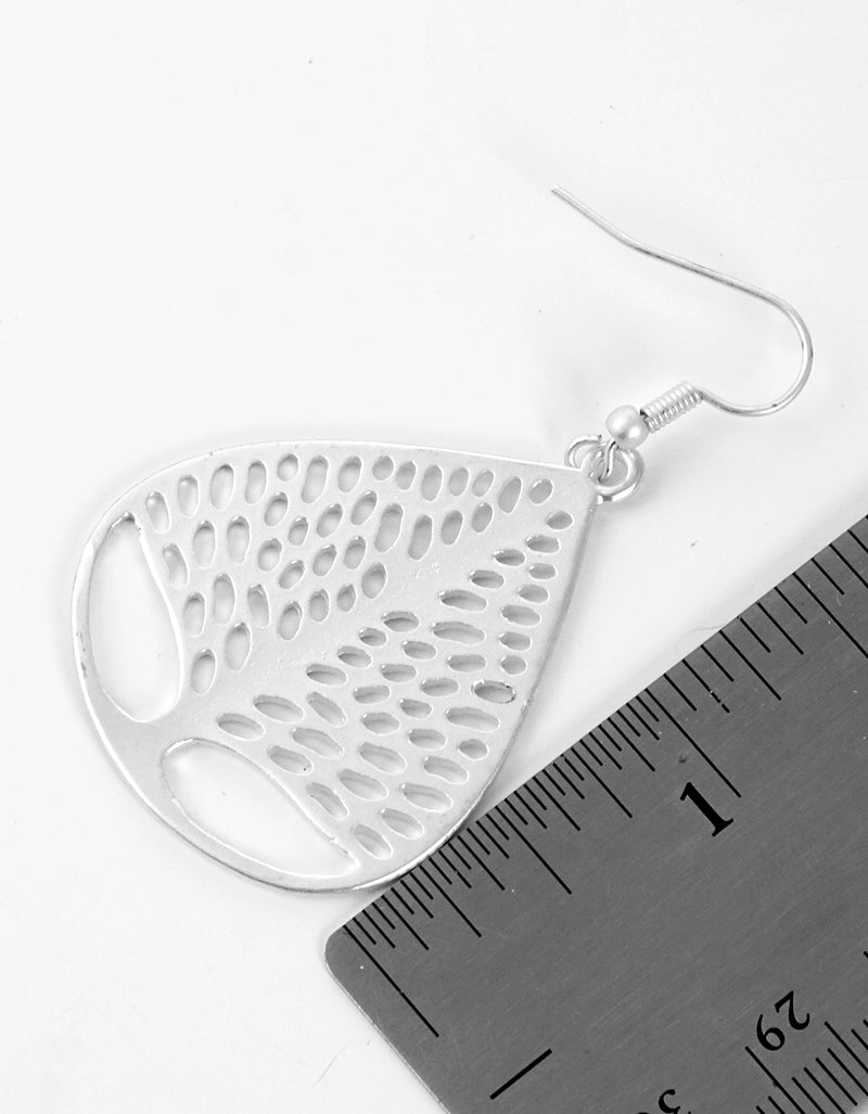 Teardrop Tree Design Metal Dangle Earrings