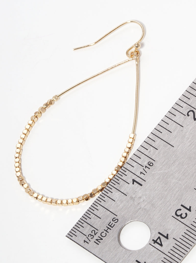 Teardrop Wire With Metal Seed Bead Fish Hook Dangle Drop Earrings