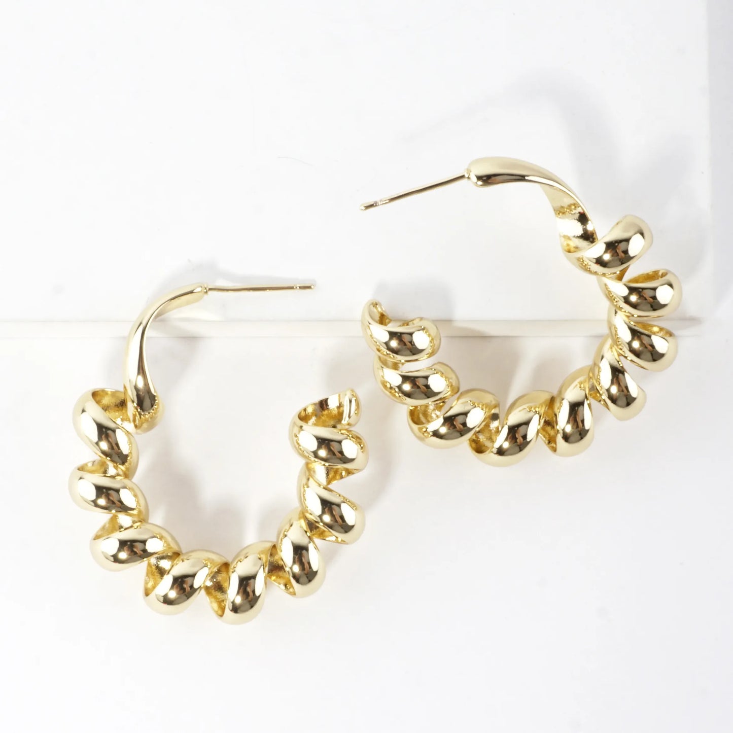 Tele-ties Brass Cord Hoop Earrings Large