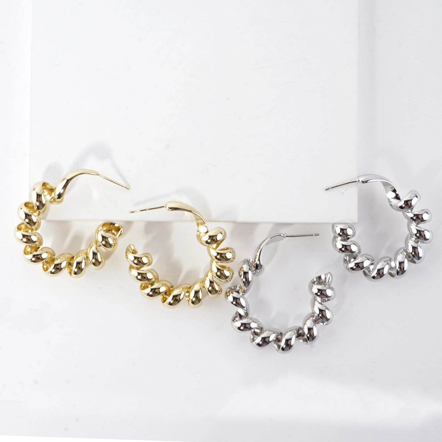 Tele-ties Brass Cord Hoop Earrings Large