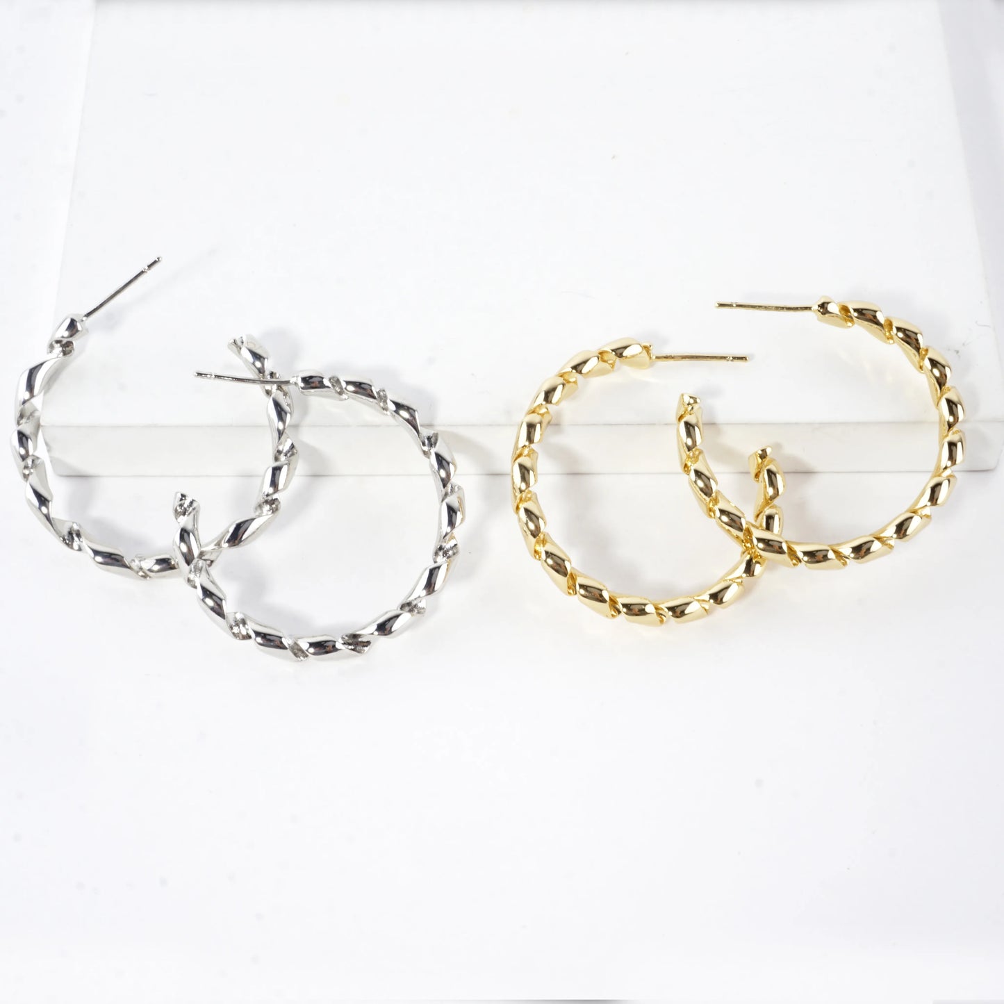 Tele-ties Brass Cord Hoop Earrings Medium
