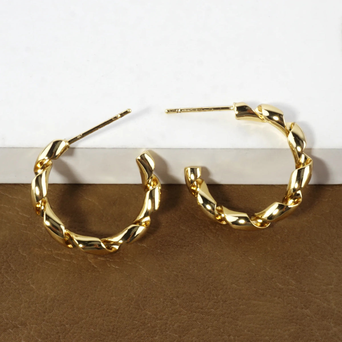 Tele-ties Brass Cord Hoop Earrings Small
