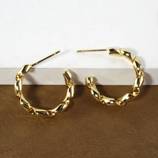 Tele-ties Brass Cord Hoop Earrings Small