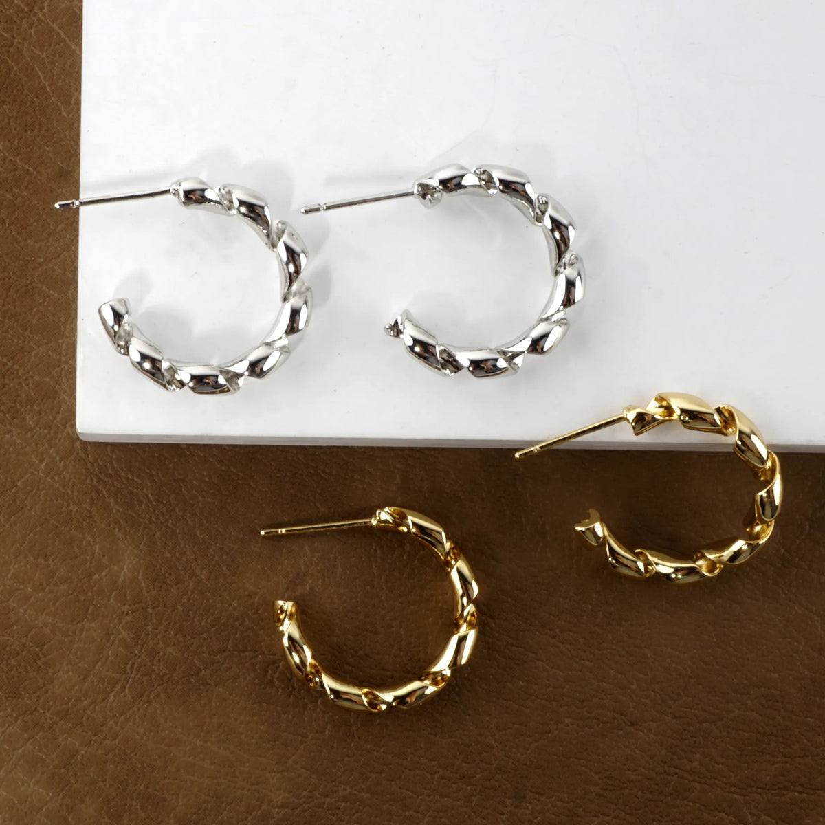 Tele-ties Brass Cord Hoop Earrings Small