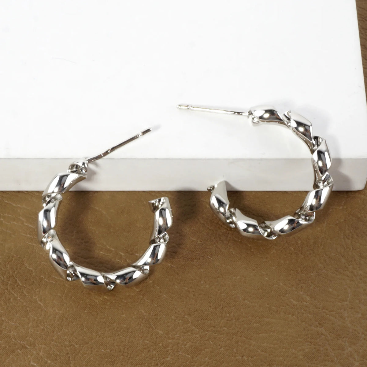 Tele-ties Brass Cord Hoop Earrings Small