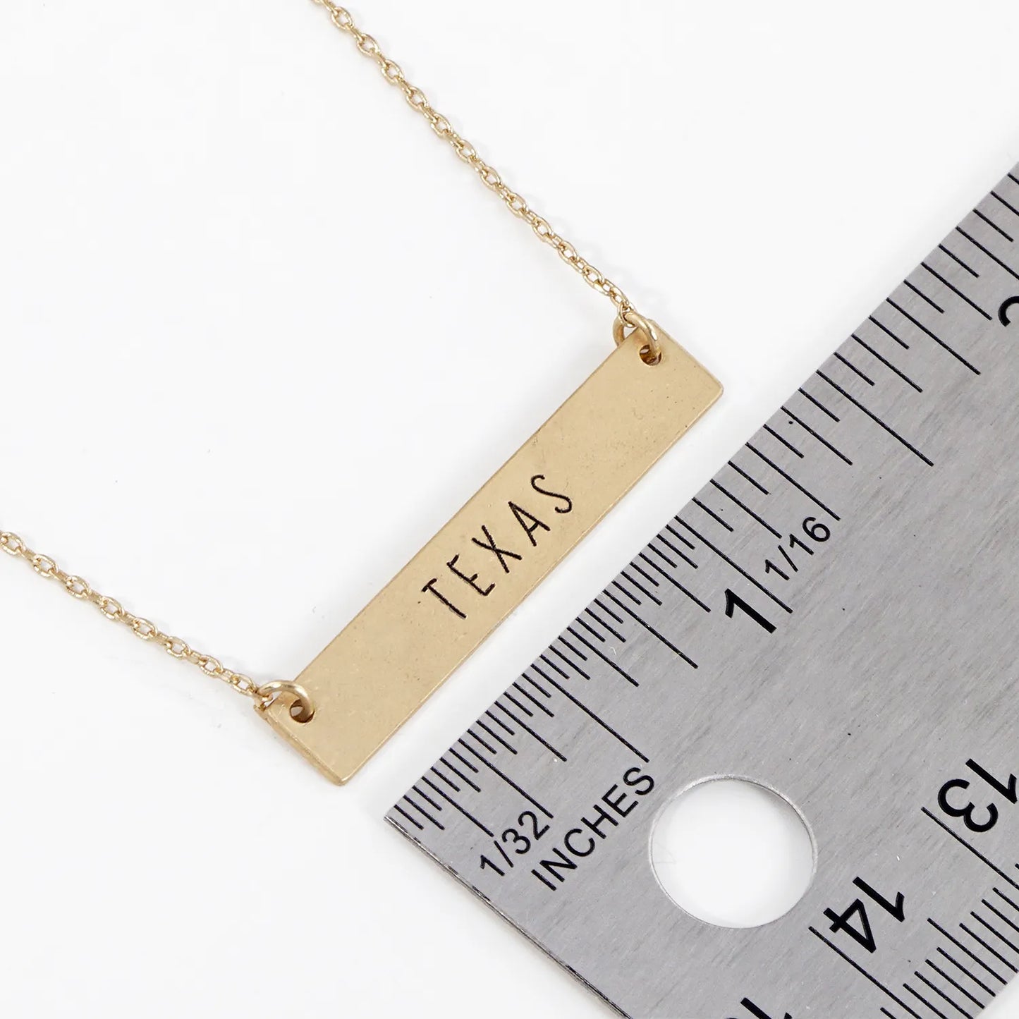 Texas State Engraved Rectangle Pendant Necklace
