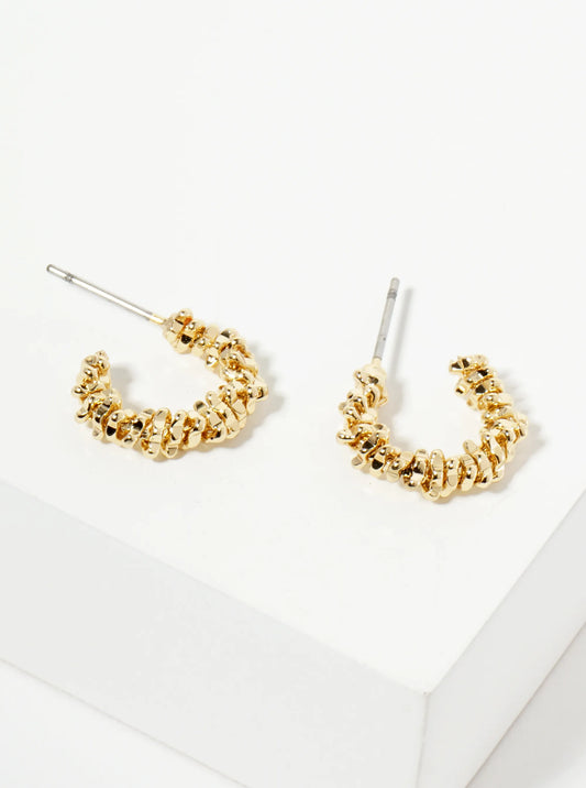Textured 14K-Gold-Dipped 13mm Small Hoop Earrings