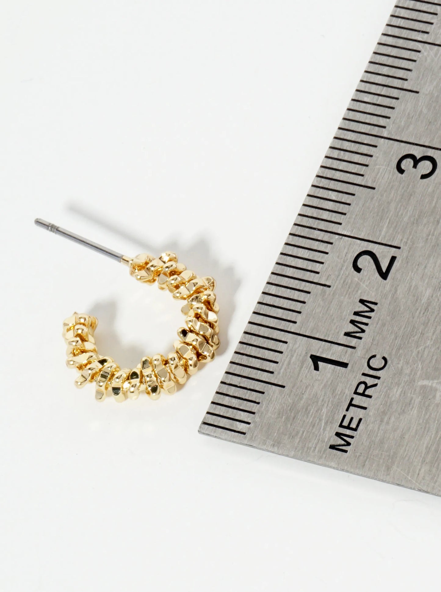 Textured 14K-Gold-Dipped 13mm Small Hoop Earrings